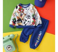 Ensemble sweat-shirt ample et pantalon de survêtement avec imprimé animal de dessin animé cool pour bébé garçon, automne/hiver 6-9M,9-12M,12-18M,18-24M,2-3YCartoonÉtoffe,Tissu tricoté