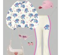 Ensemble Sweat-shirt col ras-du-cou basique et pantalon évasé pour filles, imprimé graphique lapin avec nœud beige en bas, mode mignonne, automne/hiver, kawaii 8Y,9Y,10Y,11Y,12YTout ImpriméÉtoffe