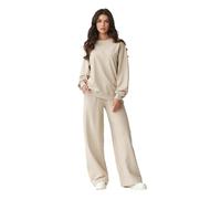 Ensemble sweatshirt et pantalon large pour femme Makadamia Beige 36