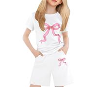 Ensemble T-shirt 2 Pièces pour Filles Ensemble Fille 2 Pièces Survetement Gilet d'été pour Enfants Jupes Filles Tenues Hauts Bébé Enfant Fille Robes Florales Tenue de Vacances D'été Décontractées #1#M