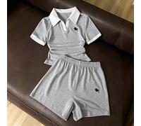 Ensemble t-shirt à col en V à manches courtes et short pour filles pré-adolescentes, imprimé chevalier, décontracté, sport, déplacement quotidien, été 8Y,9Y,10Y,11Y,12YgraphiquePolyester