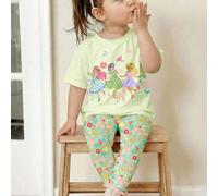 Ensemble t-shirt à manches courtes col rond ample et leggings, vert menthe, tourbillon du printemps, doux et mignon comme une princesse, bohème floral, floral, décontracté pour bébé fille. Convient po