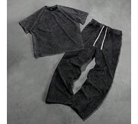 Ensemble t-shirt à manches courtes col rond et pantalon style décontracté lavé pour homme. Idéal pour l'été, la Saint-Valentin, le printemps à l'été. Cadeau pour mon petit ami. Carnaval, style vintage