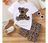 Ensemble t-shirt à manches courtes et short de vélo pour bébé fille, imprimé lapin bleu mignon et créatif, style décontracté et à la mode. Tenues assorties pour frères et sœurs (2 ensembles/pièces ven