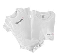 Ensemble T-shirt adulte Homme et Body pour bébé "Fille à papa et Papa d'amour" Blanc S et 0-3 mois