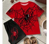 Ensemble t-shirt décontracté pour jeune garçon, héros de dessin animé classique cool d'araignée, motif d'araignée, toile d'araignée, imprimé graphique, convient pour le printemps/l'été 6Y,7Y,4Y,5YAnim