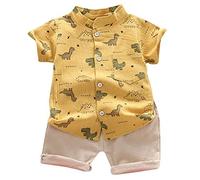 Ensemble t-shirt dinosaure pour bébé + pantalon - Ensemble de bandes dessinées pour enfants et garçons, jaune, 12-18 mois