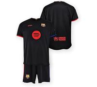 Ensemble T-shirt et pantalon FC Barcelone Officiel REPLICA Saison 24/25 - Imprimé PLAIN taille enfant 4 ans, Noir/Blanc, REGULAR
