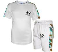 Ensemble T-Shirt et Short Camouflage Imprimé A2Z Project pour Garçons 5-13 Ans - Blanc 9-10 ans