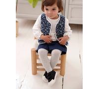 VERTBAUDET Ensemble T-Shirt + Gilet à Fleurs + Short bébé Fille Denim Fabric Bleu Jean 6M(67CM)