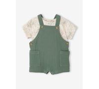 Ensemble T-shirt salopette bébé garçon vert sauge 12M(74CM)