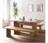 Happy Garden Ensemble table 180 cm et 2 bancs ALMA Style scandinave Marron