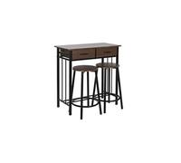 Ensemble Table + 2 Chaises DKD Home Decor Marron Noir Métal Bois MDF 80 x 50 x 84 cm