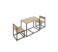 HOMCOM Ensemble de salle à manger 3 pièces avec table et 2 chaises design industriel en panneaux de particules classe E1 bois naturel | Aosom France