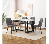 Ensemble Table 4 Chaises Gris, Table De Cuisine Moderne FloraGrace, Pour Cuisine Et Salon, Montage Simple, 120x70x74cm