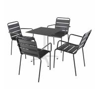 Ensemble table 60 cm noir et 4 chaises en métal gris - Oviala Opéra