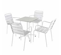 Ensemble table 60 cm terrazzo et 4 chaises en métal blanc - Oviala Opéra