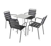Ensemble table 60 cm terrazzo et 4 chaises en métal gris - Oviala Opéra