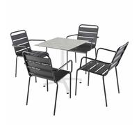 Ensemble table 70 cm gris clair et 4 chaises en métal gris - Oviala Opéra