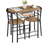 Ensemble Table à Manger 2 Chaises en Bois MDF Ensemble de Meubles 3 Pièces pour Petit Espace 90 cm × 53 cm × 75,5 cm Brun-Yaheetech