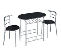 Ensemble Table à Manger 2 Chaises en Bois MDF Ensemble de Meubles 3 Pièces pour Petit Espace 90 cm × 53 cm × 75,5 cm Noir-Yaheetech