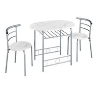 Ensemble Table à Manger 2 Chaises en Bois MDF Ensemble de Meubles 3 Pièces pour Petit Espace 90 cm × 53 cm × 75,5 cm Blanc-Yaheetech