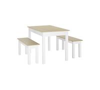 HOMCOM Ensemble Table à Manger 3 pièces avec 2 bancs encastrables pour 4-6 Personnes Style Contemporain - Cuisine Salle à Manger Salon - Panneaux de Particules