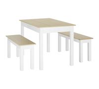 HOMCOM Ensemble Table à Manger 3 pièces avec 2 bancs encastrables pour 4-6 Personnes Style Contemporain - Cuisine Salle à Manger Salon - Panneaux de Particules