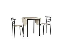 Ensemble table à manger 3 pièces avec 2 chaises style industriel - table extensible - acier MDF aspect chêne clair