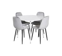 Ensemble Table à Manger 4 Chaises Design Plaza & Polar 100cm Blanc et Gris