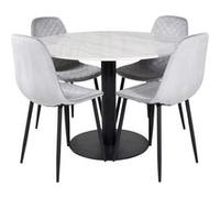 Ensemble Table à Manger & 4 Chaises Estelle I & Polar 106cm Blanc & Gris