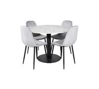 Ensemble Table à Manger & 4 Chaises Estelle I & Polar 106cm Blanc & Gris