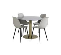 Ensemble Table à Manger & 4 Chaises Estelle & Polar 106cm Gris Foncé & Gris
