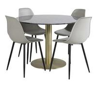 Ensemble Table à Manger & 4 Chaises Estelle & Polar 106cm Gris Foncé & Gris Gris