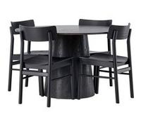 Ensemble Table à Manger 4 Chaises Lanzo & Montros 120cm Noir et Moka Noir