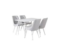 Ensemble Table à Manger & 4 Chaises Polar & Deluxe 120cm Blanc et Gris