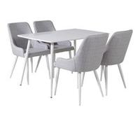 Ensemble Table à Manger 4 Chaises Polar Plaza 120cm Blanc Gris