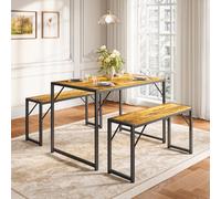 Ensemble table à manger 45,5" pour 4 personnes, ensemble table de cuisine avec 2 bancs, ensemble table de salle à manger avec cadre en métal et plateau en MDF, coin repas peu encombrant La table à man