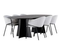 Ensemble Table à Manger 6 Chaises Bootcut & Evelina 230cm Noir et Gris Noir