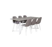 Ensemble Table à Manger & 6 Chaises Marina & Polar 180cm Gris