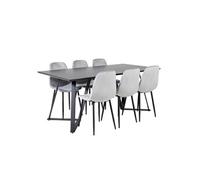 Ensemble Table à Manger & 6 Chaises Marina & Polar 180cm Noir & Gris