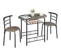 Ensemble Table à Manger avec 2 Chaises - 90 cm × 53 cm × 75,5 cm - en MDF et en Métal - Brun - Yaheetech