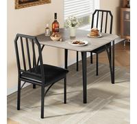 Ensemble Table a Manger avec 2 Chaises, Bords Chanfreinés pour 2 Personnes | Table Salle à Manger avec 2 Chaises Cuisine Rembourrées, Dossier Haut Confort, Style Industriel, pour Cuisine, Petit Espace