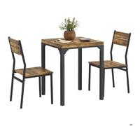 HomCom – Ensemble table et chaises 3 pièces pour 2 personnes, 2 chaises encastrables, rustique