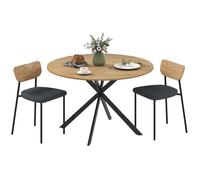 Ensemble table à manger avec 2 chaises - HOMCOM - piètement croisé en acier - dossier incurvé assise rembourrée - effet bois naturel