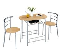 Ensemble Table à Manger avec 2 Chaises - Yaheetech - Naturel - Robuste et Gain de Place