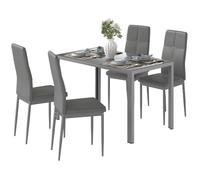 Ensemble table à manger avec 4 chaises - HOMCOM - chaises en cuir synthétique - plateau en verre trempé - 120x70x75cm - gris