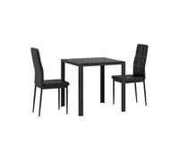 HOMCOM Ensemble Table à Manger et chaises pour 2 Personnes, Table de Cuisine avec chaises, Plateau rectangulaire en Verre, Structure en métal, pour Cuisine Salon Maison, Noir
