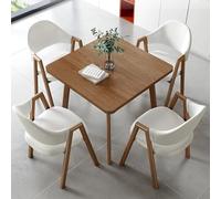 Ensemble table à manger carrée d'intérieur pour 4 personnes avec chaises, plateau en MDF, pieds en acier au carbone, pour bar, balcon, chambre à coucher, bibliothèque, salle de billard, blanc