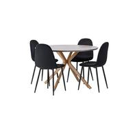 Ensemble Table à Manger & Chaises Piazza & Polar - 4 places - 120cm - Gris et Noir